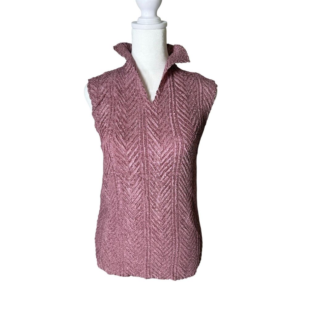Y2k Vintage Balla Valentina Purple Crinkle Top Sz S 2000s Stretchy Made in Italy